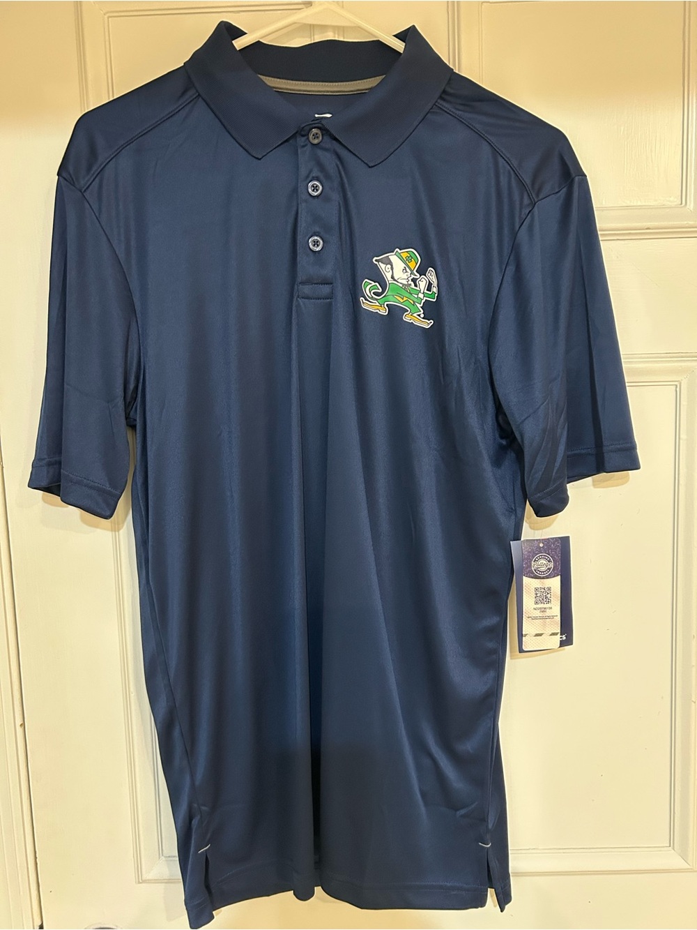 Fanatics Navy Blue Men's Polo with Notre Dame Leprechaun Patch